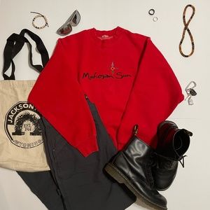 Y2K Vintage M Mohegan Sun Red Embroidered Crewneck Sweater